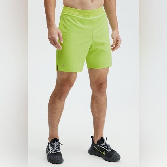 Fabletics Men’s Lime Green Fundamental 7” Athletic Shorts - Picture 1 of 9